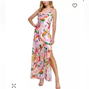 Morgan & Co Satin floral cowl neck maxi